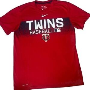 NIKE MINNESOTA TWINS MLB Graphic Logo Red Dri-Fit Pullover T-Shirt‎ Men's Size M